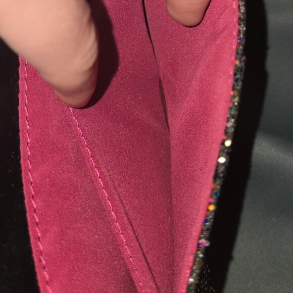 Nine West Envelope Crossbody w/ Snap Close - Silver, Black & Multi Color Sequins - Picture 9 of 11